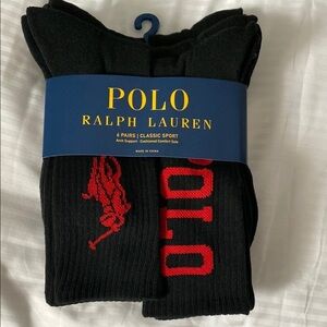Polo Ralph LaurenBig Pony Classic Sport Men's Crew Socks 6pc Black Size 10-13